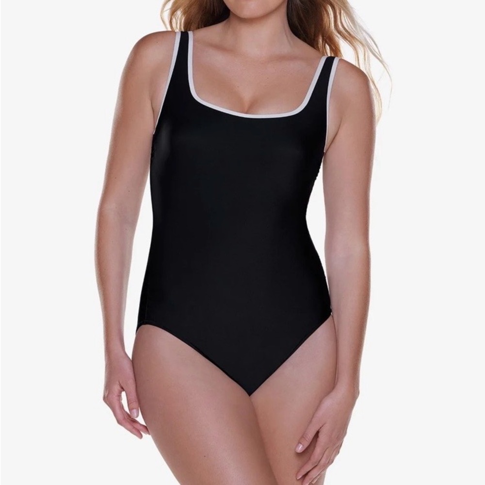 Miracle Suit Gem One Piece Black White Women's Swimsuit NEW size 14 🌷